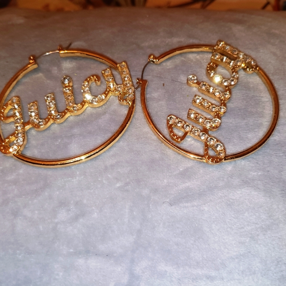 Juicy Couture and Gem large clasp hoop earrings